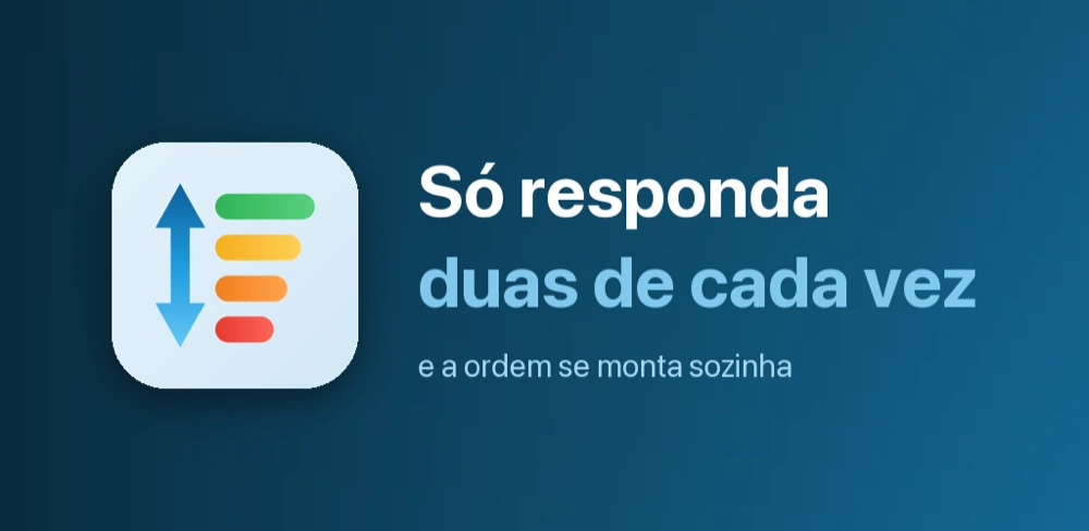 Telas do Priorizador mostrando uma lista sendo priorizada