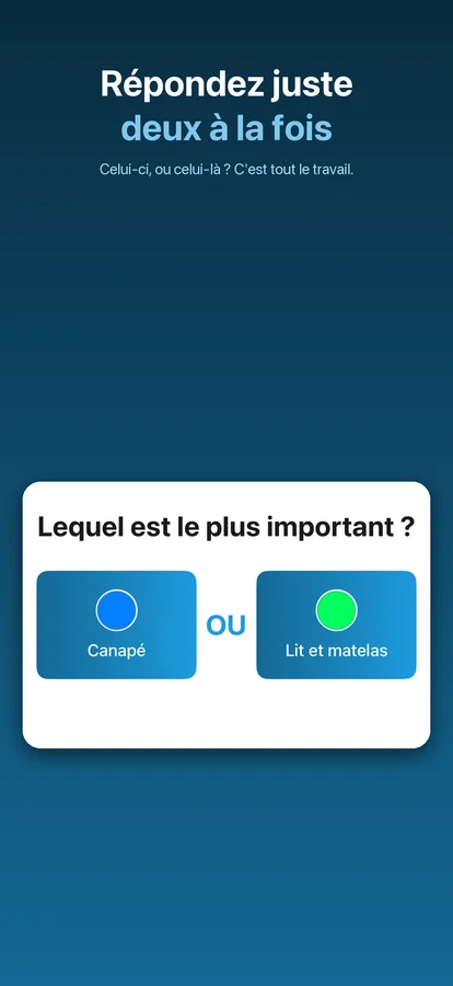 Écran de comparaison : celle-ci, ou celle-là ?