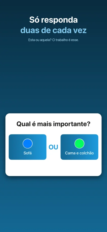 Tela de comparação: esta, ou aquela?
