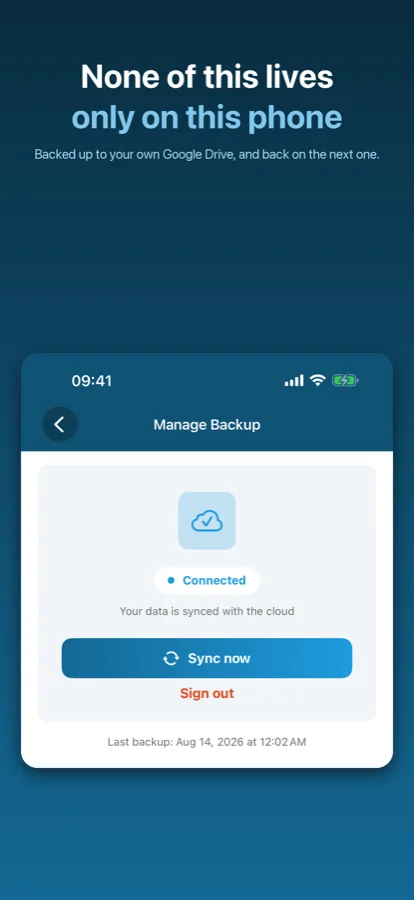 Backup to the user's own Google Drive