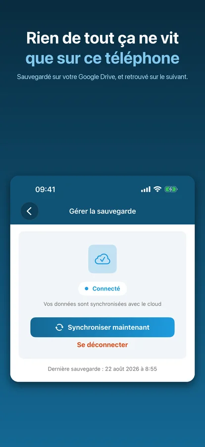 Sauvegarde sur le Google Drive personnel de l'utilisateur