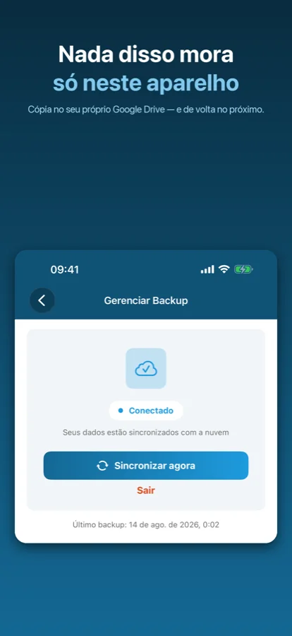Backup no Google Drive do próprio usuário